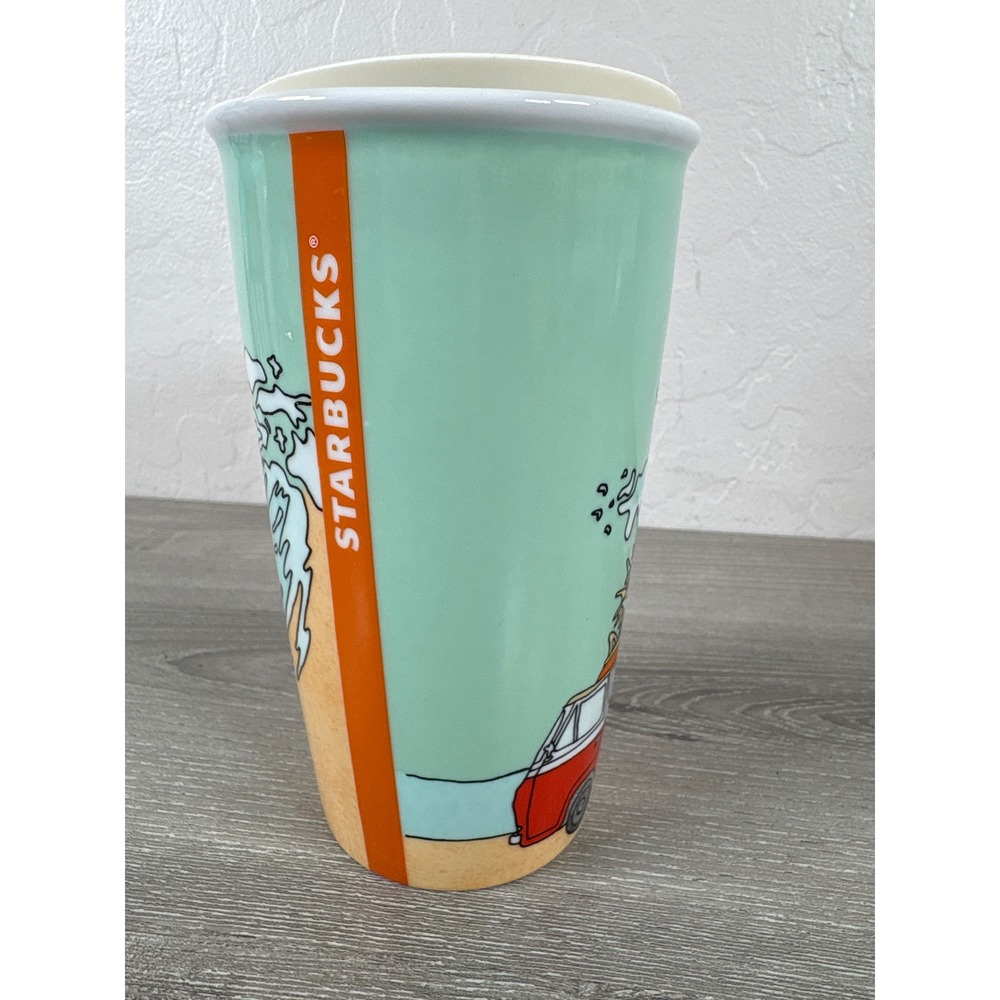 Starbucks San Diego Local Collection Ceramic Traveler Tumbler Mug 12oz Surf Van - Picture 2 of 8